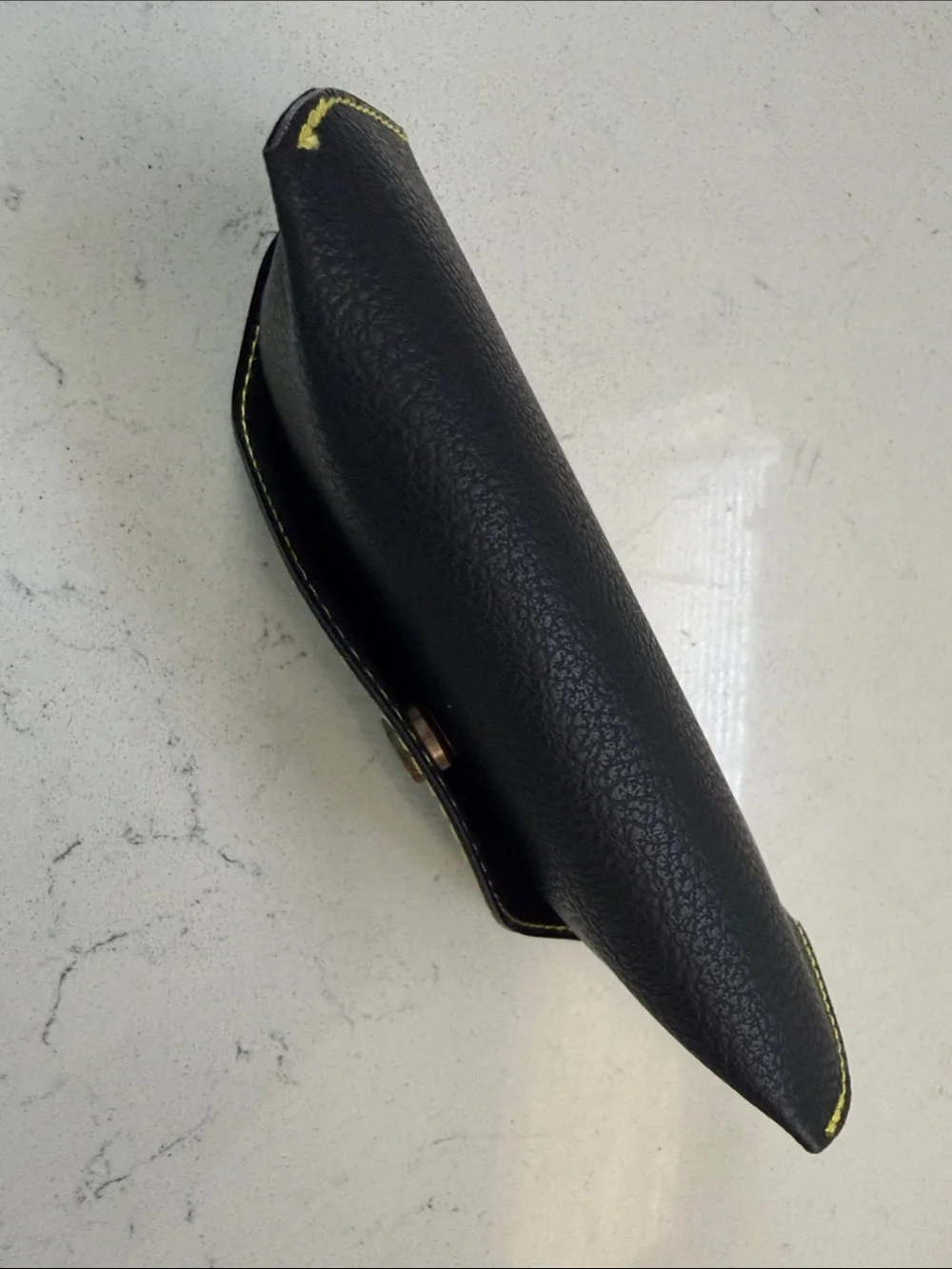Authentic MOSCOT NYC Black Eyeglass Case Yellow Stitching Snap Closure Case Only